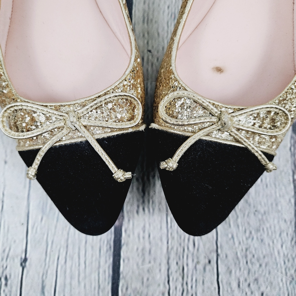 KATE SPADE | Nella glitter sparkle bow cap toe slip-on ballet flats - Picture 4 of 11